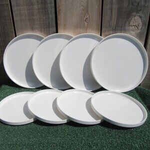 Vintage Heller Massimo Vignelli White Melamine Set of 4 Dinner & 4 Salad Plates